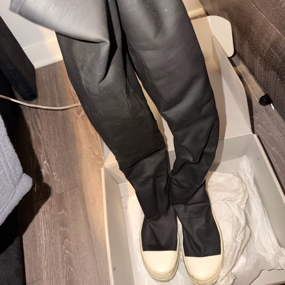 AUTHENTIC Black Rick Owens DRKSHDW High Boots IT38